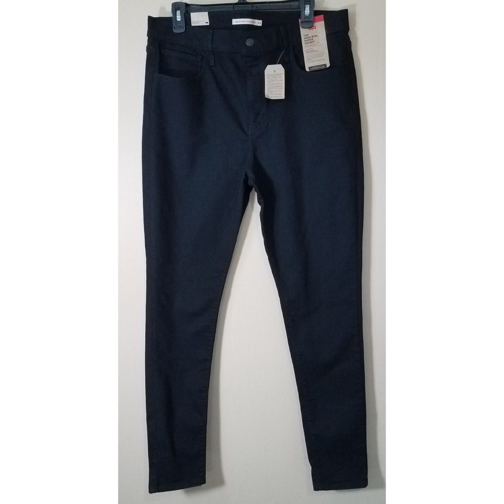 Levis 720 High-Rise Super‎ Skinny Jeans Women 16M W33 Black Hyper-stretch NEW